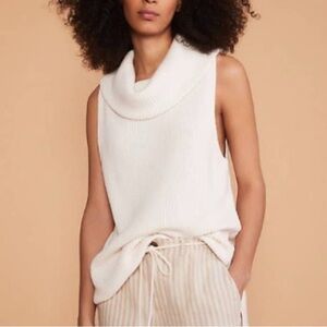 Lou & Grey Sleeveless Cowl Neck Sweater - Cream Size Small